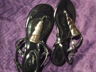 Black strapped sandals. Size 9