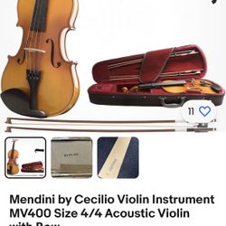 Mendini - Cecilio Violin Instrument MV400 Size 4/4 Acoustic Violin with Bow