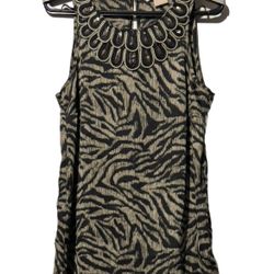MICHAEL (C) Michael Kors Women’s Animal Print Sleeveless Top Sz S Green EUC
