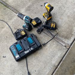 Makita Charger And Drill And Dewalt Impact 