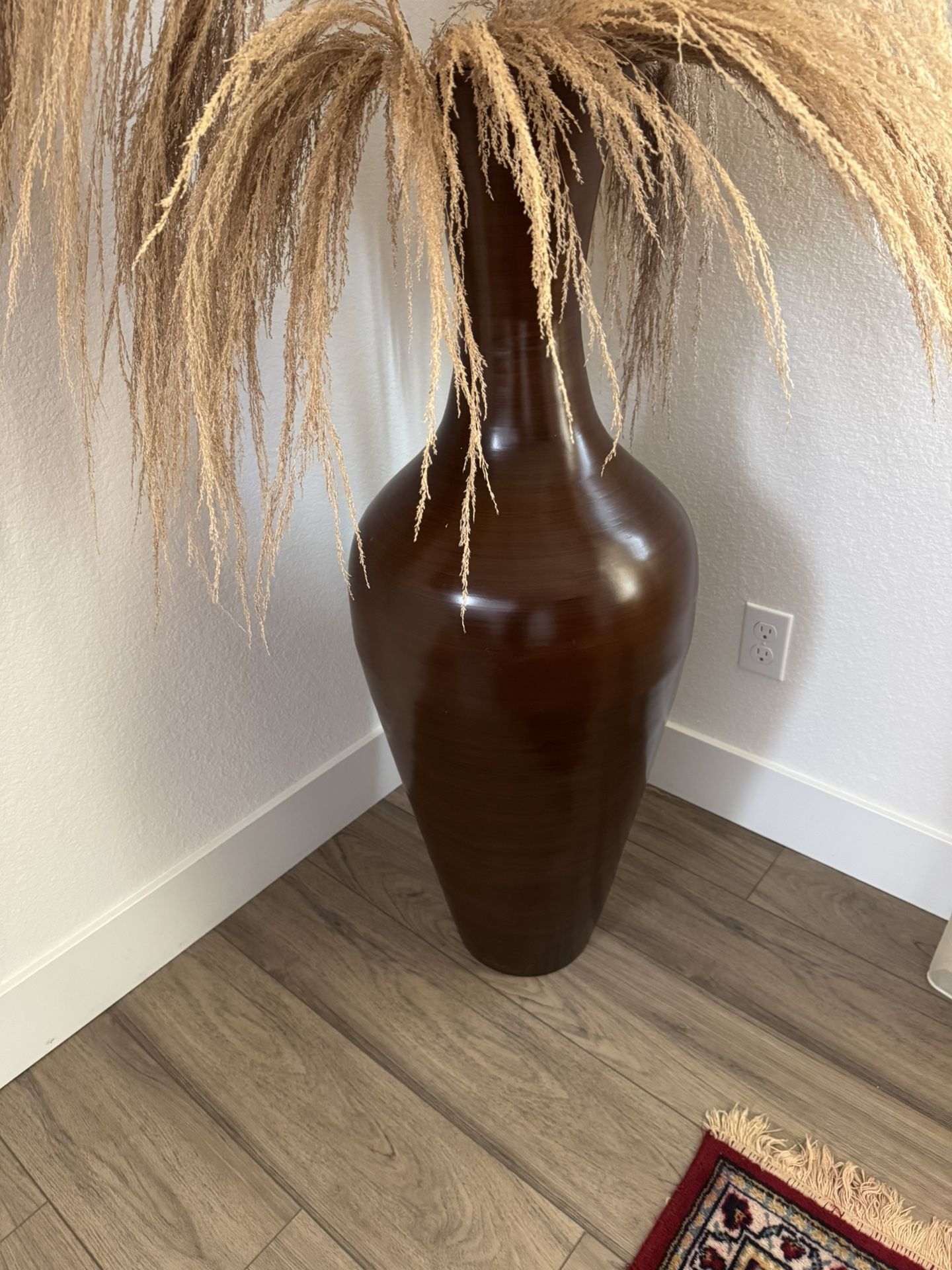 Tall Brown Bamboo Floor Vase