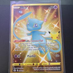 Pokemon 25th Celebrations Gold Shiny Mew Secret Rare 025/025