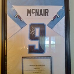 Steve McNair Signed Frame Jersey With Certificate Of Authenticity