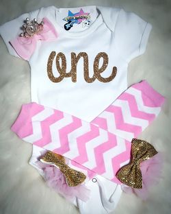 One 1st Birthday onesie and legwarmer set