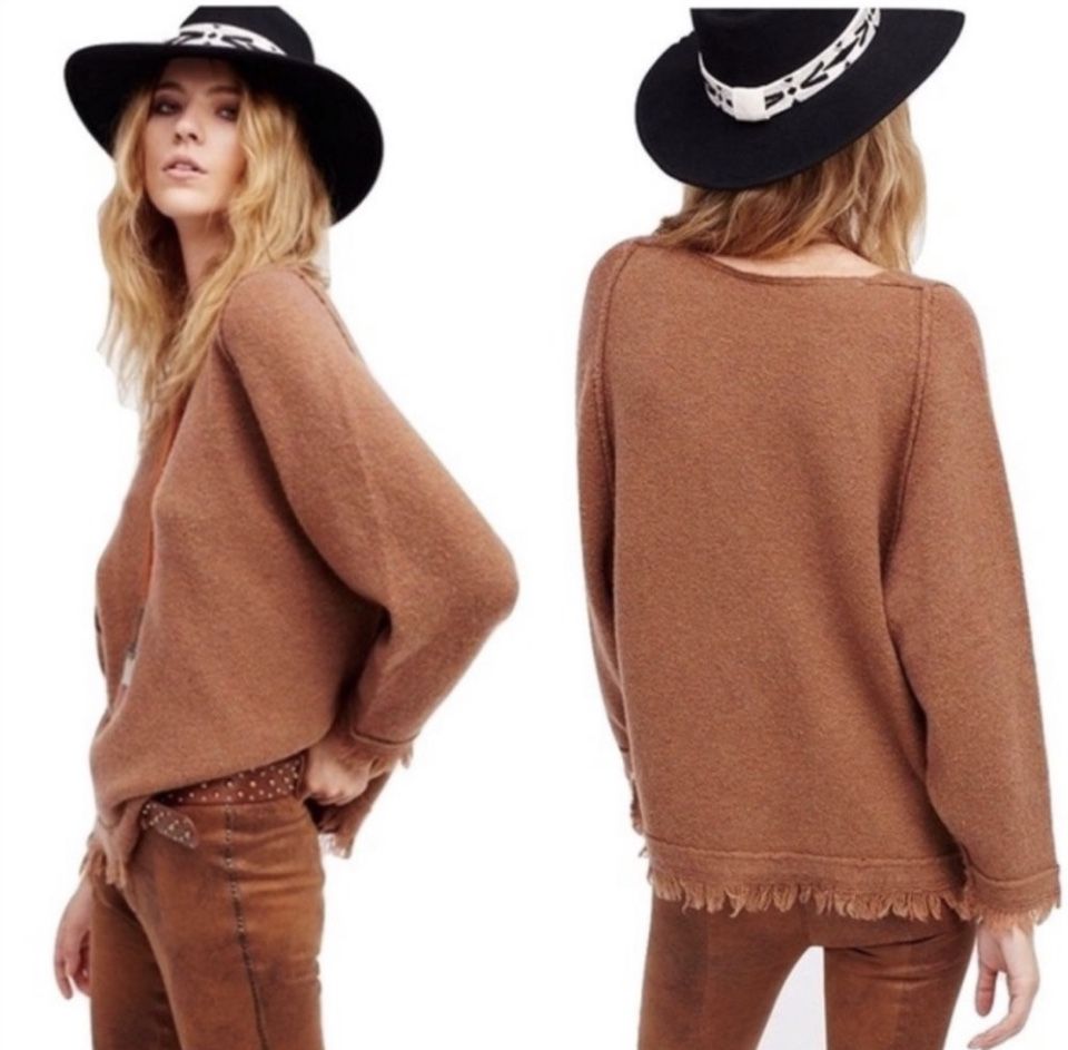 Free People Irresistible Brown V Neck Sweater