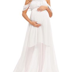 XL White Maternity Dress Gown