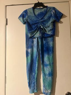 Active Wear 3pc Tie Dye Hoodie and Leggings Set Size Small