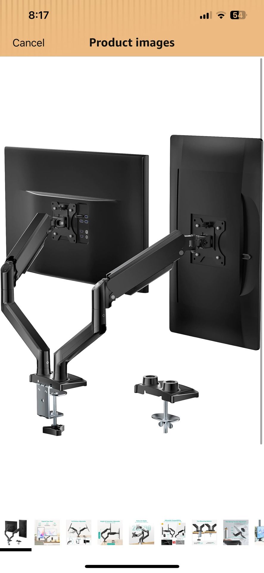 WALI Dual Monitor Stand for 17-32 inch Computer Screens, Dual Monitor Arms for 2 Monitors Holds up to 22 lbs, Height Adjustable Gas Spring Dual Monito