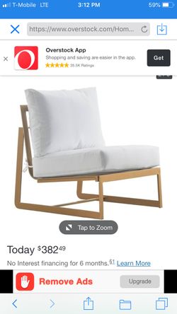 New (1) armless chair ( 3 cushions included)