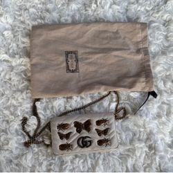 Gucci Cream Crossbody Bag with Gold Butterfly Accents