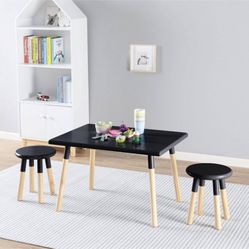 Kids’ Dipped (Black) Table with Stool By ACEssentials 