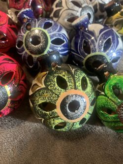Set of 3 Hand crafted Talavera spheres ornaments Christmas
