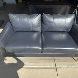 Modern Navy Leather Sofa