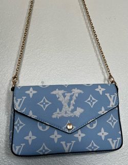 Lv Blue Crossbody With Two Wallets