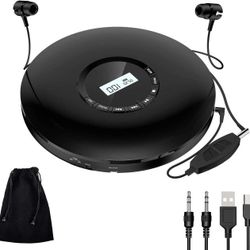 Gueray CD Player Portable 1400mAh Rechargeable Walkman Anti-Skip Shockproof (Black