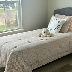 Twin Bed Including Fabric Headboard 