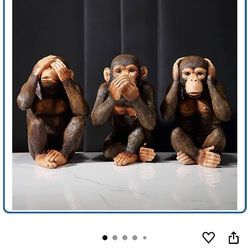 3 Piece Resin Monkeys