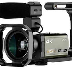 ORDRO Video Camera 4K Camcorder AX65 12X Optical Zoom HD 1080P 60FPS Digital Camera Livestreaming Camcorder with Microphone, Video Light, Wide Angle L