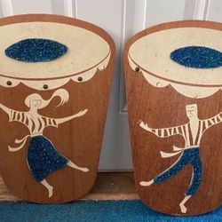 Rare Mid Century Male And Female Calypso Bongo Dancers