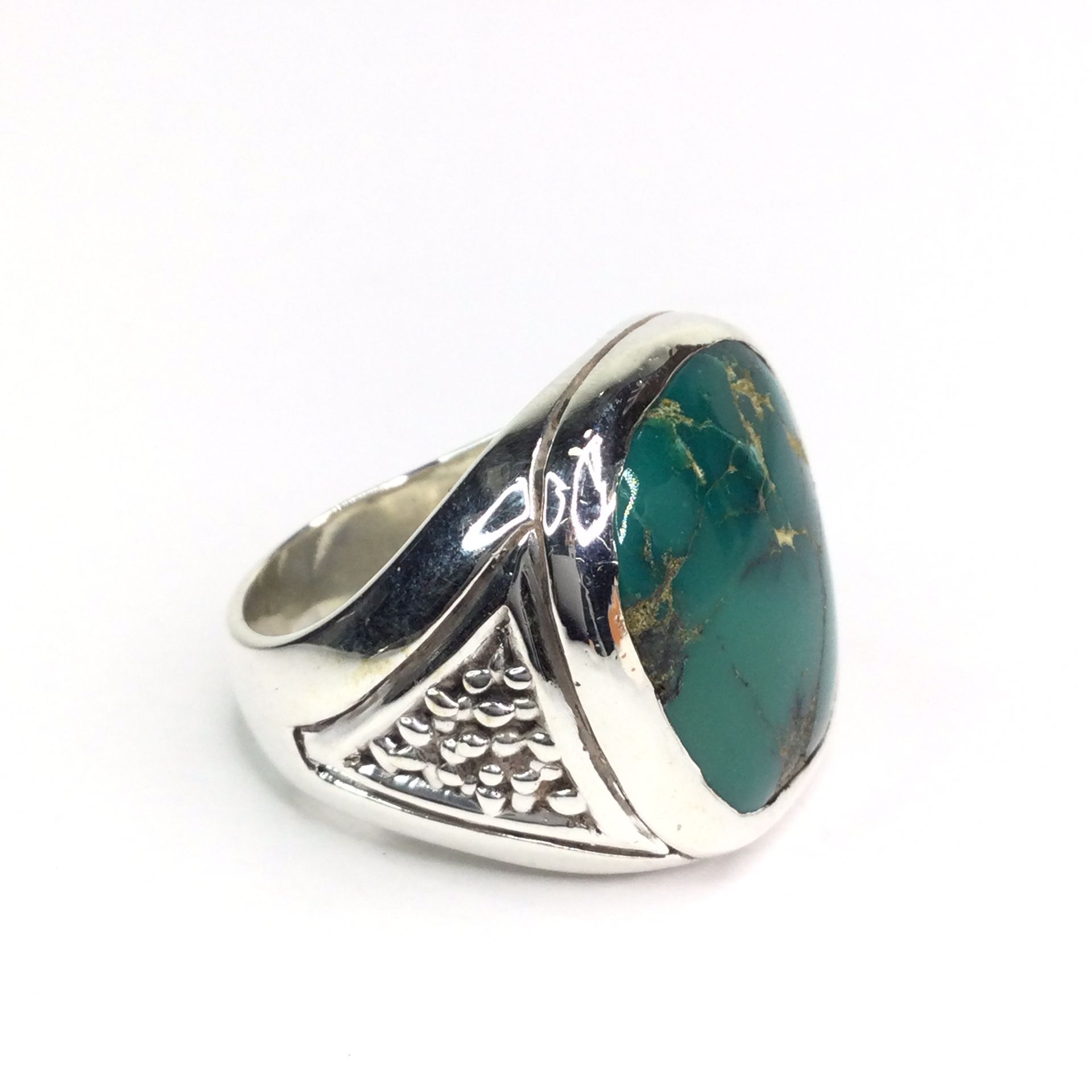Sterling Silver Large Natural Chrysocolla Ring