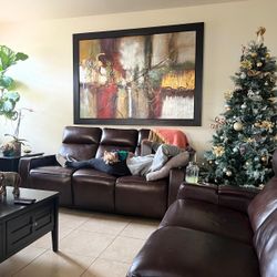 2 Brown Power Reclining Sofas