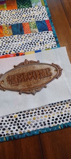 Cast Iron Victorian Style Welcome Plaque Sign Rustic Wall Decor