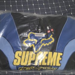 Supreme Fox Racing Zip Up Hooded Sweatshirt Blue Size Large