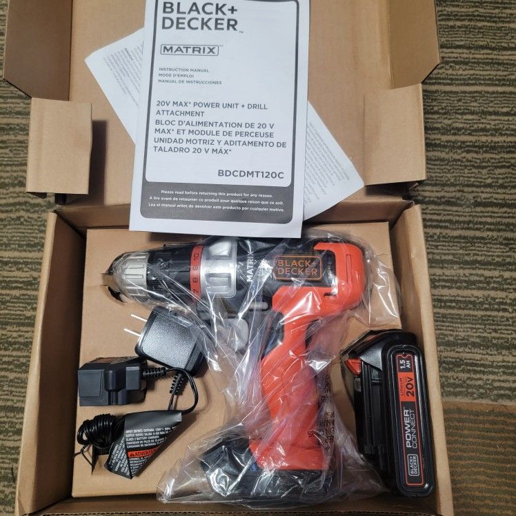 BLACK+DECKER 20V MAX Matrix Cordless Drill/Driver (BDCDMT120C), Drill Kit