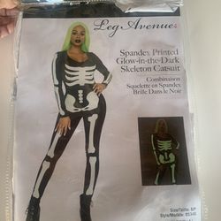 Leg Avenue Womens Printed Glow-in-the-Dark Skeleton Catsuit