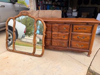 FREE – Wood Dresser with Matching Mirror
