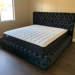 New In Box King Bed Frame +Mattress (Read Description Below)