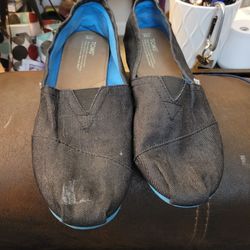 TOMS Men's Dark Wash Chambray Micro Stripe Classic Flats, Size 13M