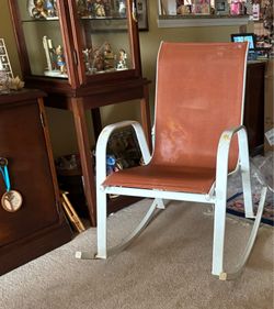 PATIO ROCKING CHAIR, WHITE METAL FRAME