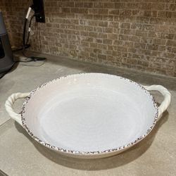 Tommy Bahama Serving Tray Platter 17.5X14X2.5 Round Off White 100% Melamine  