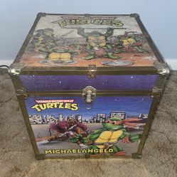 VTG 1989 TMNT Teenage Mutant Ninja Turtles 16" Toy Chest Trunk Display Box