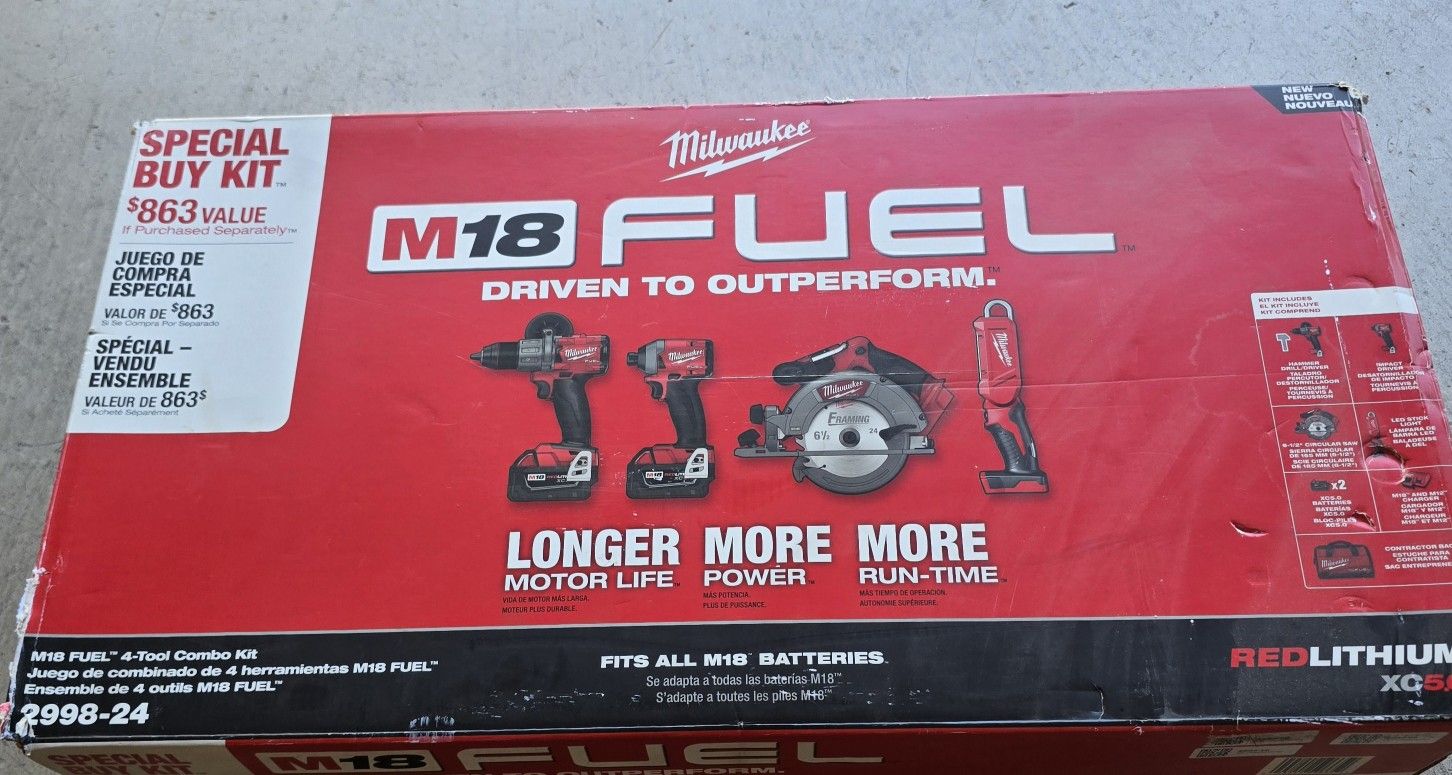 Milwaukee M18 fuel 4 tool kit 2997-24