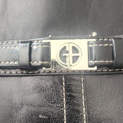 Giani Bernini Black Leather Briefcase Laptop Bag Work Tote Organizer Business Bag