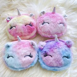 Mini Tie Dye Fluffy Unicorn Crossbody Bag, Soft Mini Bag, Unicorn Bag, Theme Party Bag, Birthday Party Gift, Back to School