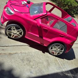 Pink Electric Mercedes Barbie Car  