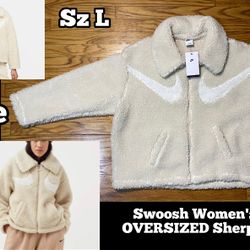 Nike Sportswear Swoosh Women's Jacket Sherpa OVERSIZED Sz Large New