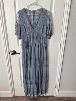 Pink Blush Blue Lace Maternity Dress