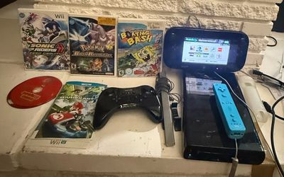 Nintendo Wii U Gaming System 32GB Console + Gamepad Complete Bundle Matte BLACK HDMI cable 7 games included Sonic riders ZERO GRAVITY POKÉMON BATTLE R