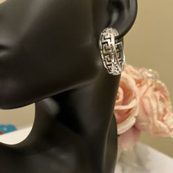 Meander Maze Hoop Earrings Silver .925