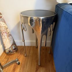 Silver Metal Drip Side Table