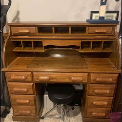 Well Made Wood Roll Top Desk