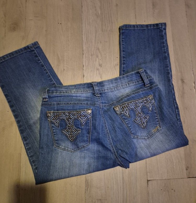 Woman's Low Rise Embellished Denim Jean Capris