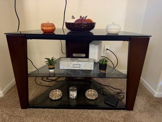TV Stand with Glass Shelves