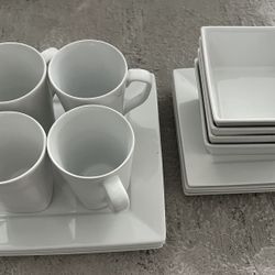 Target Threshold White Square Dinnerware Set For 4