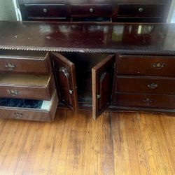 Beautiful Vintage Solid Mahogany Wood Dresser - 80” Wide