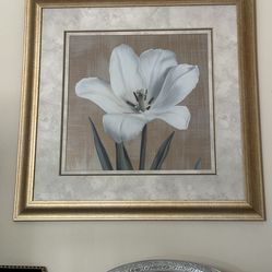 Gold framed flower wall art